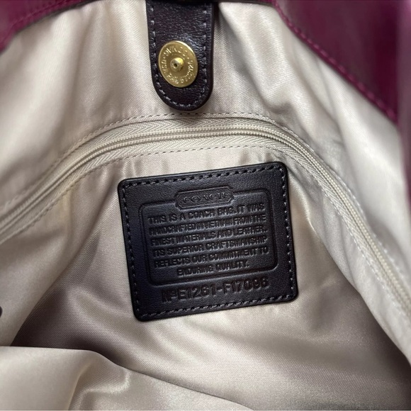 Coach Magenta Red Choco Brown Burgundy Gold Leather Ashley Satchel Tote NWOT - Picture 6 of 8